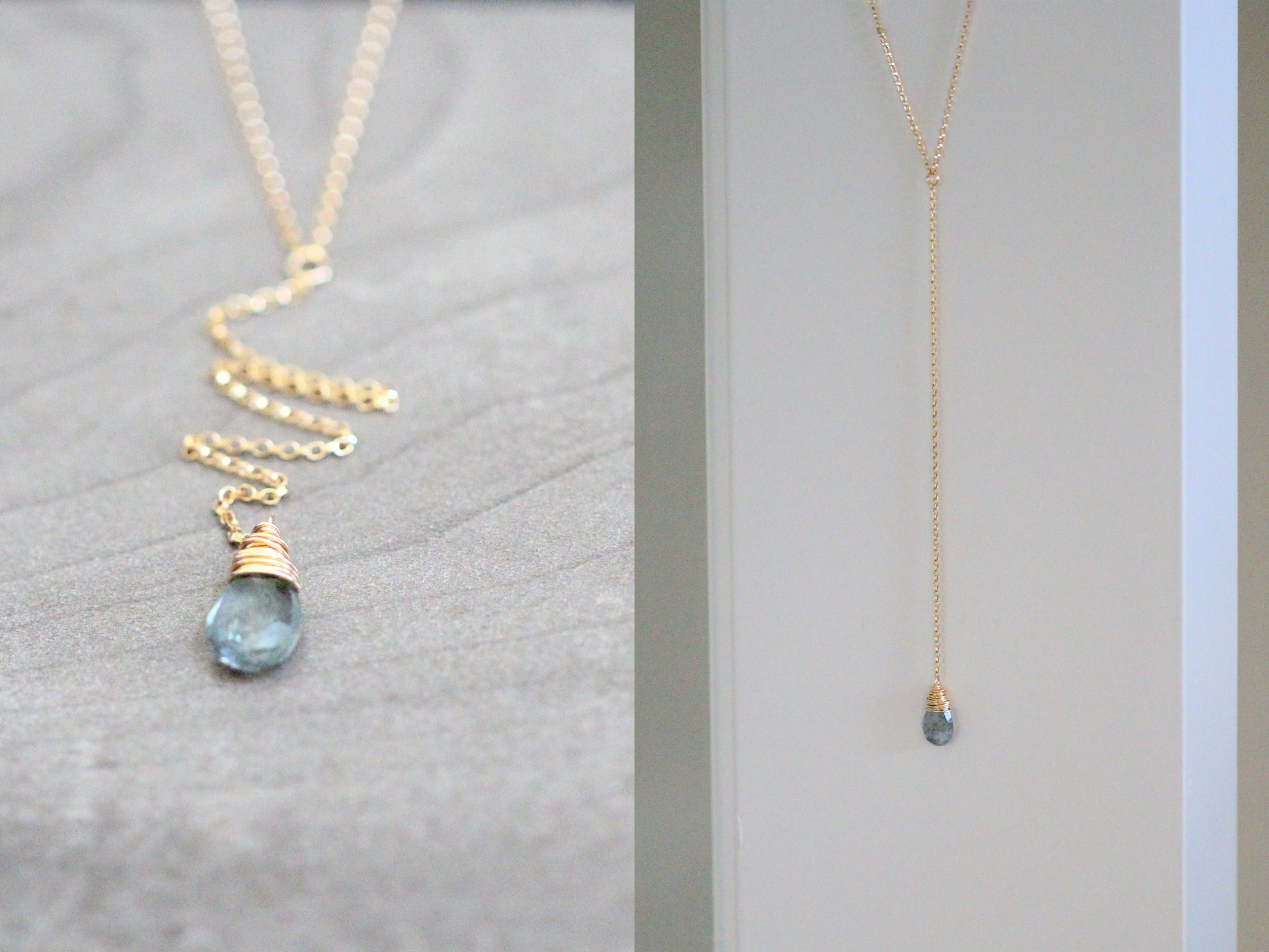 Moss Aquamarine Lariat Necklace