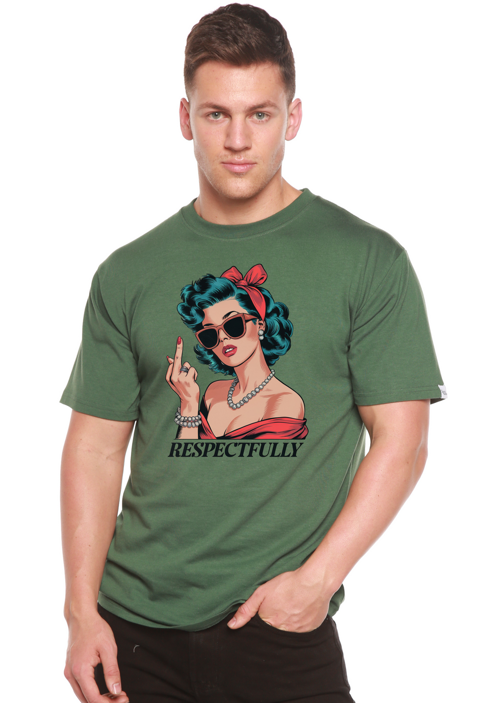 Spun Bamboo Respectfully Middle Finger Unisex Bamboo/Cotton Graphic T-Shirt