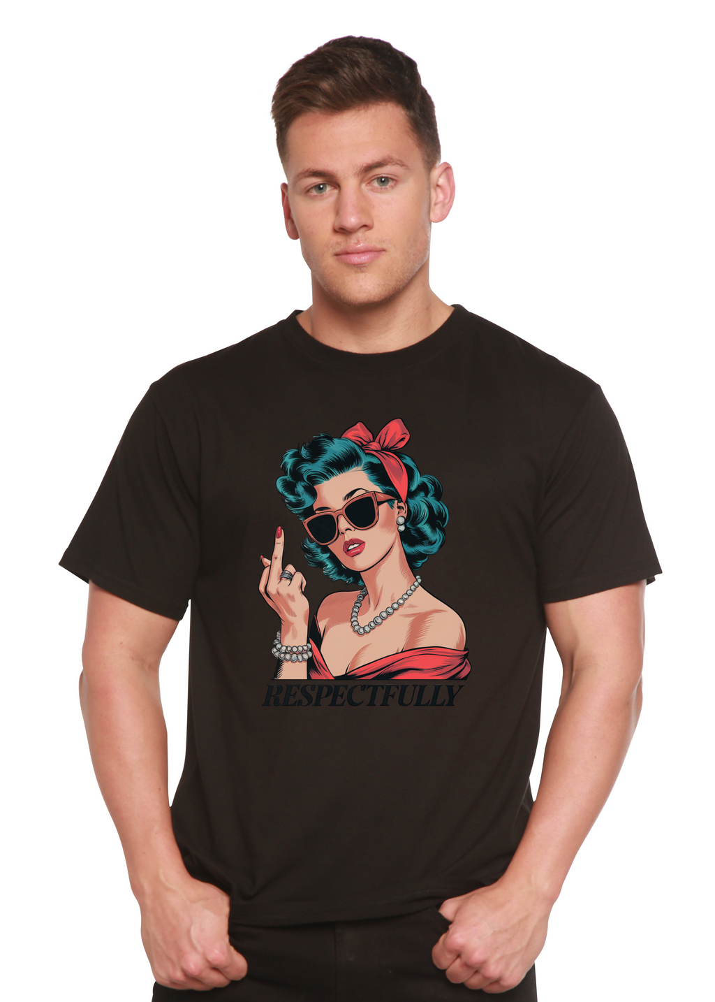 Spun Bamboo Respectfully Middle Finger Unisex Bamboo/Cotton Graphic T-Shirt