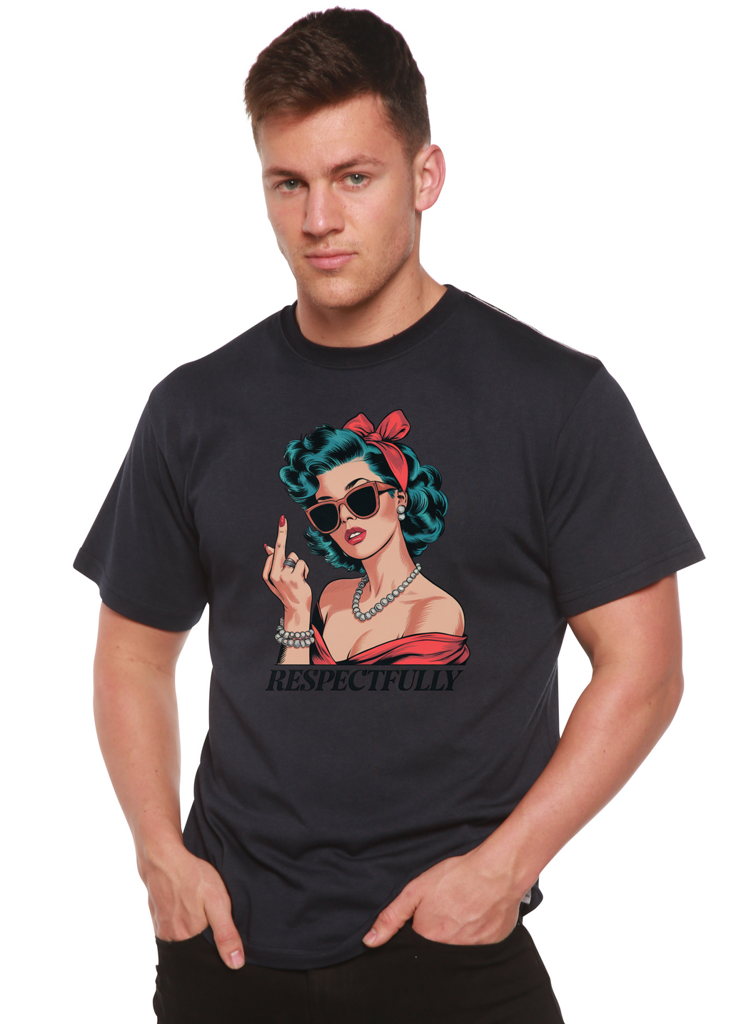Spun Bamboo Respectfully Middle Finger Unisex Bamboo/Cotton Graphic T-Shirt