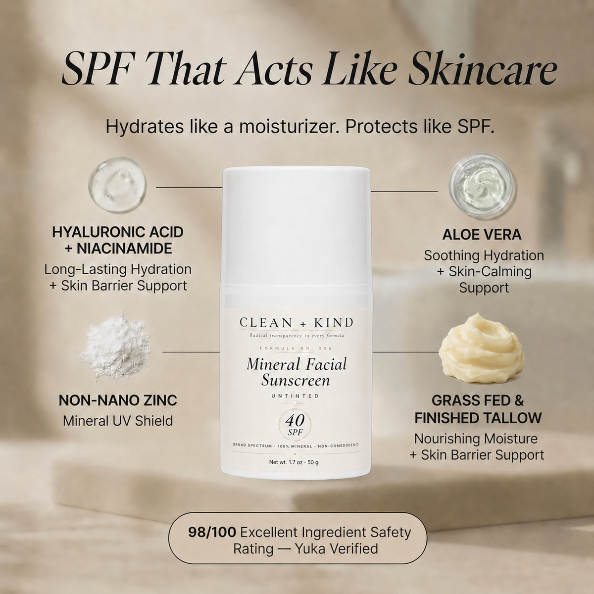 Clean + Kind Daily Moisturizing Sunscreen – SPF 40