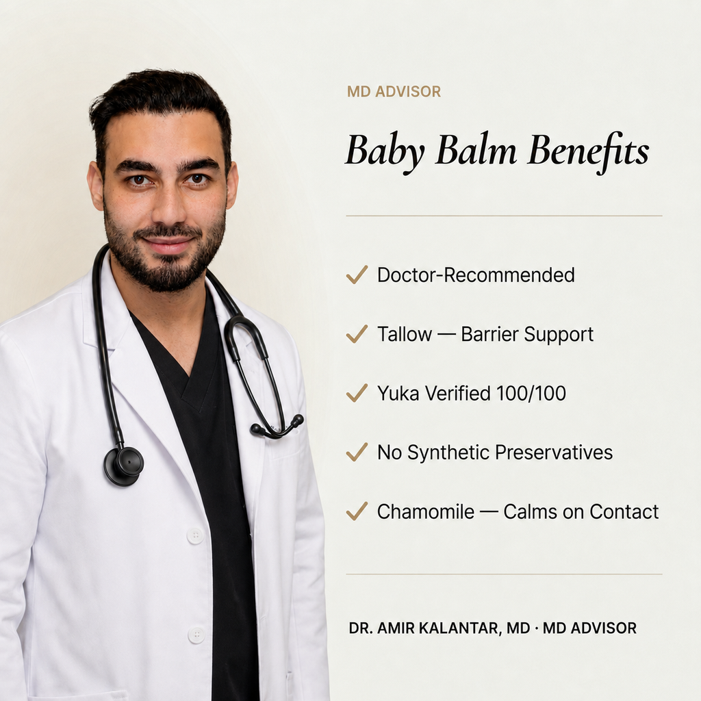 Clean + Kind Baby & Diaper Balm — Grass-Fed Tallow, Shea & Roman Chamomile, 4 oz
