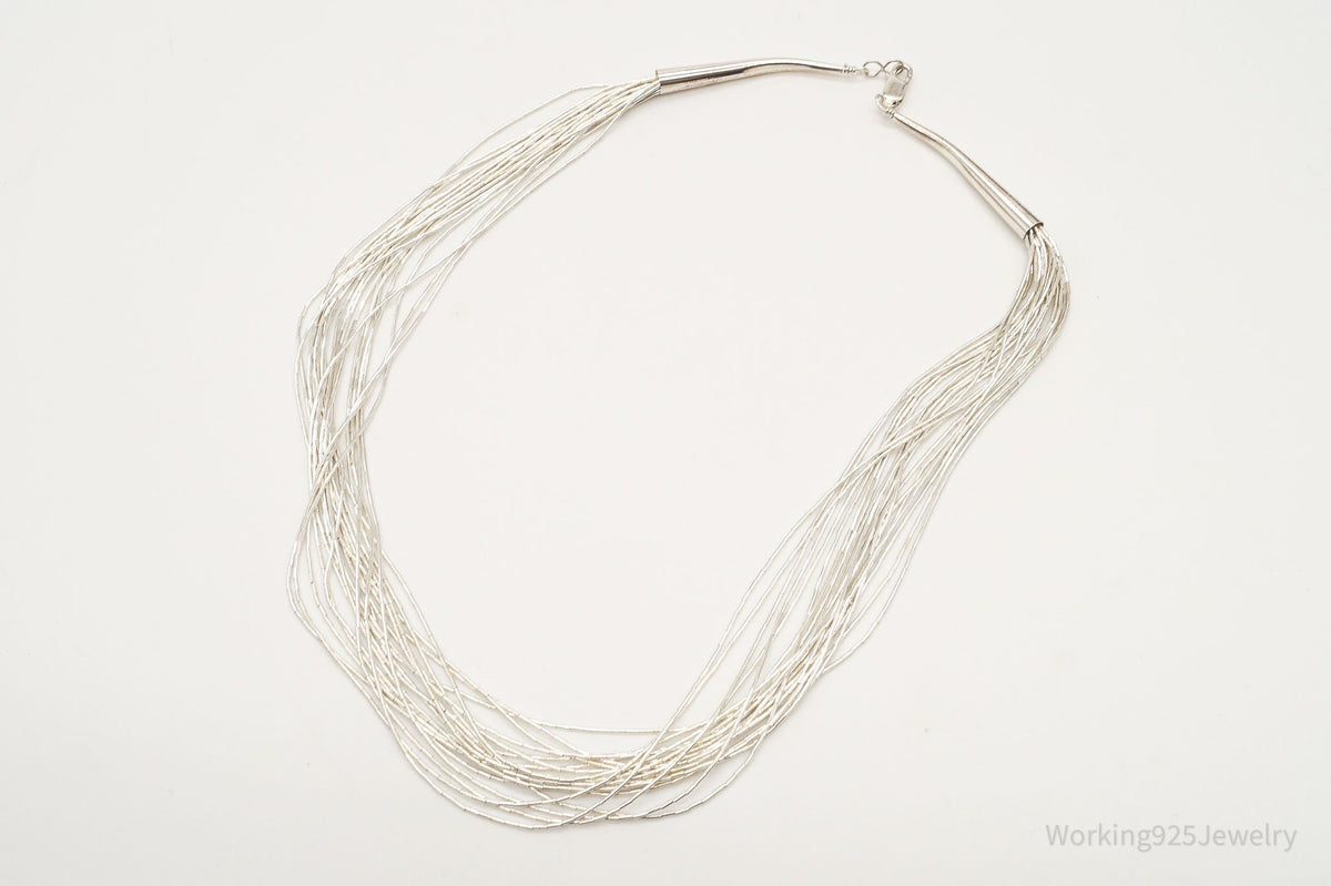 Vintage Native American Sterling Silver Bead Necklace
