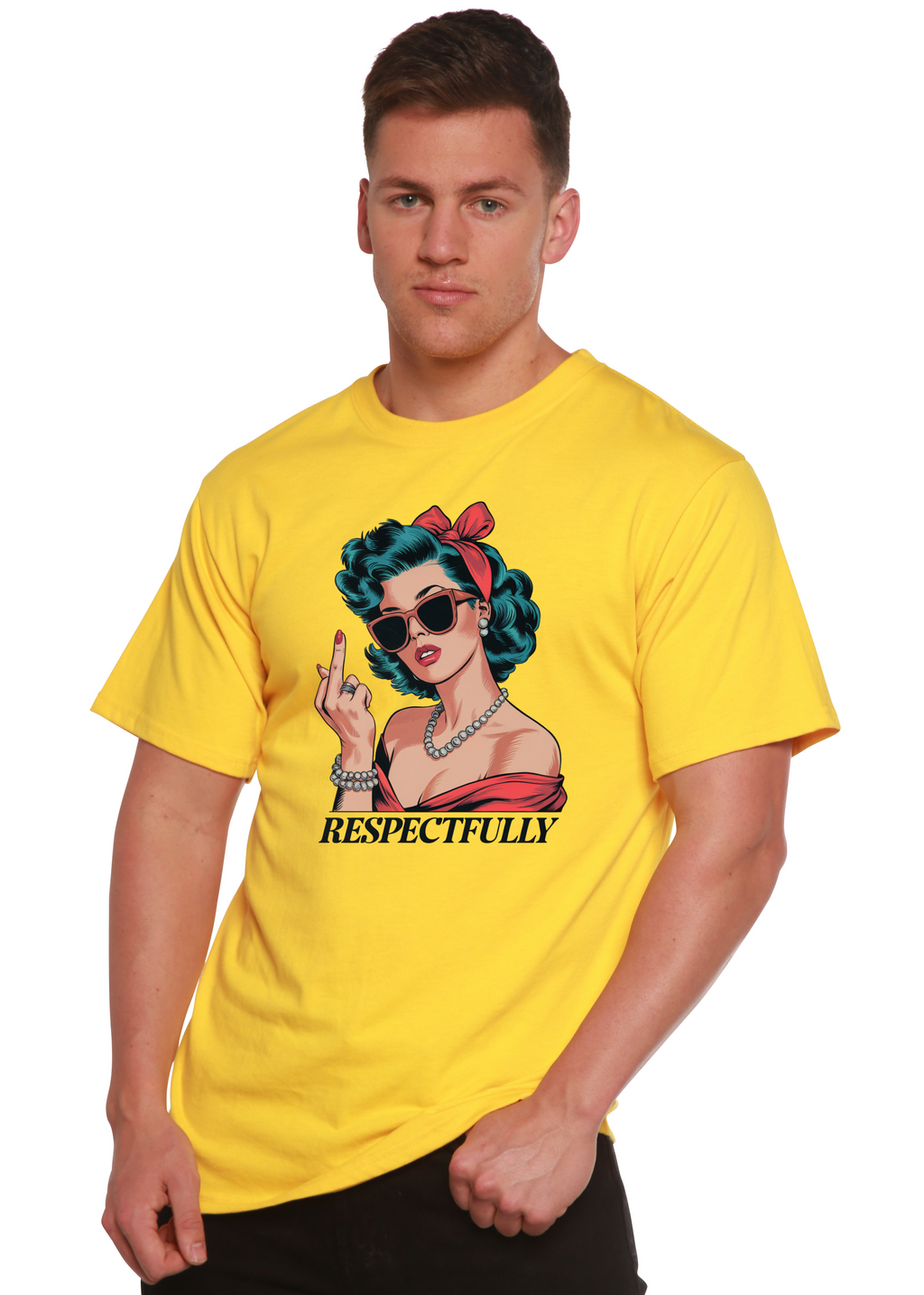 Spun Bamboo Respectfully Middle Finger Unisex Bamboo/Cotton Graphic T-Shirt
