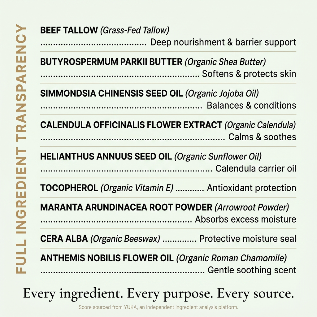 Clean + Kind Baby & Diaper Balm — Grass-Fed Tallow, Shea & Roman Chamomile, 4 oz
