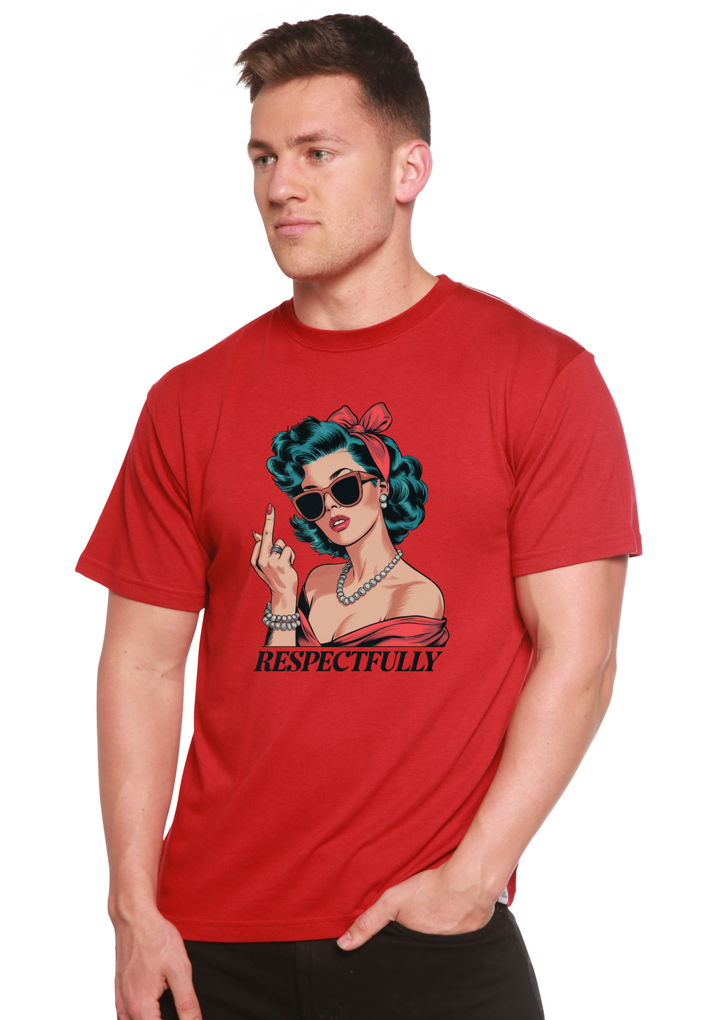 Spun Bamboo Respectfully Middle Finger Unisex Bamboo/Cotton Graphic T-Shirt