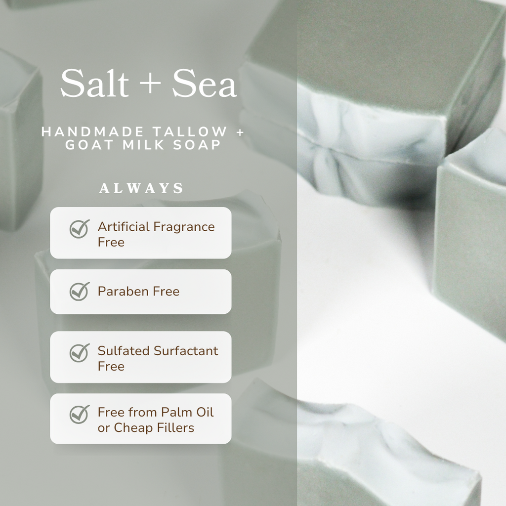 Pretty Farm Girl Salt + Sea Bar Handmade Tallow and Goat Milk Soap Bar