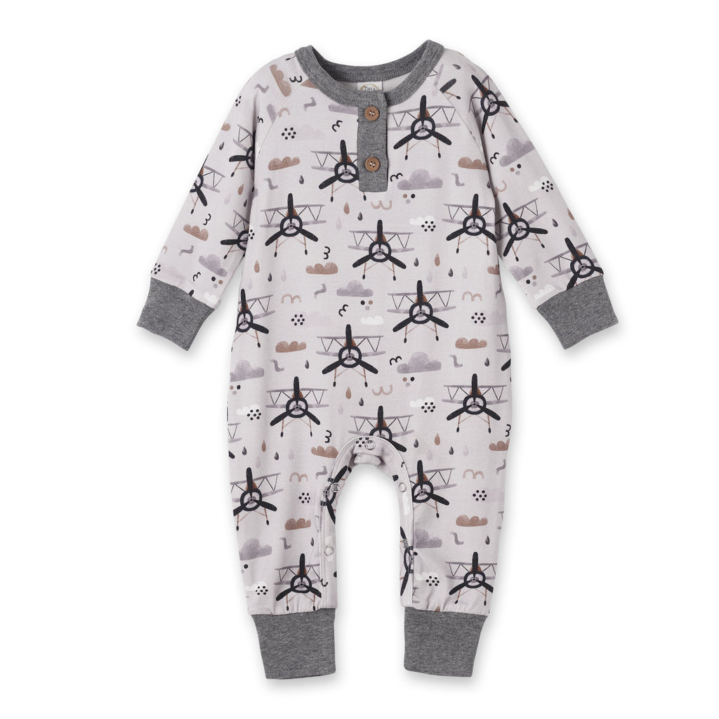 Airplane Henley Romper – Soft Bamboo Baby Outfit