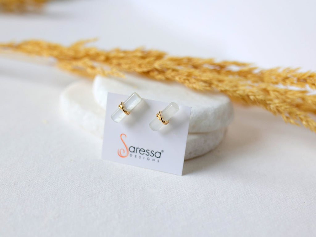 Saressa Designs Birch Studs - Moonstone