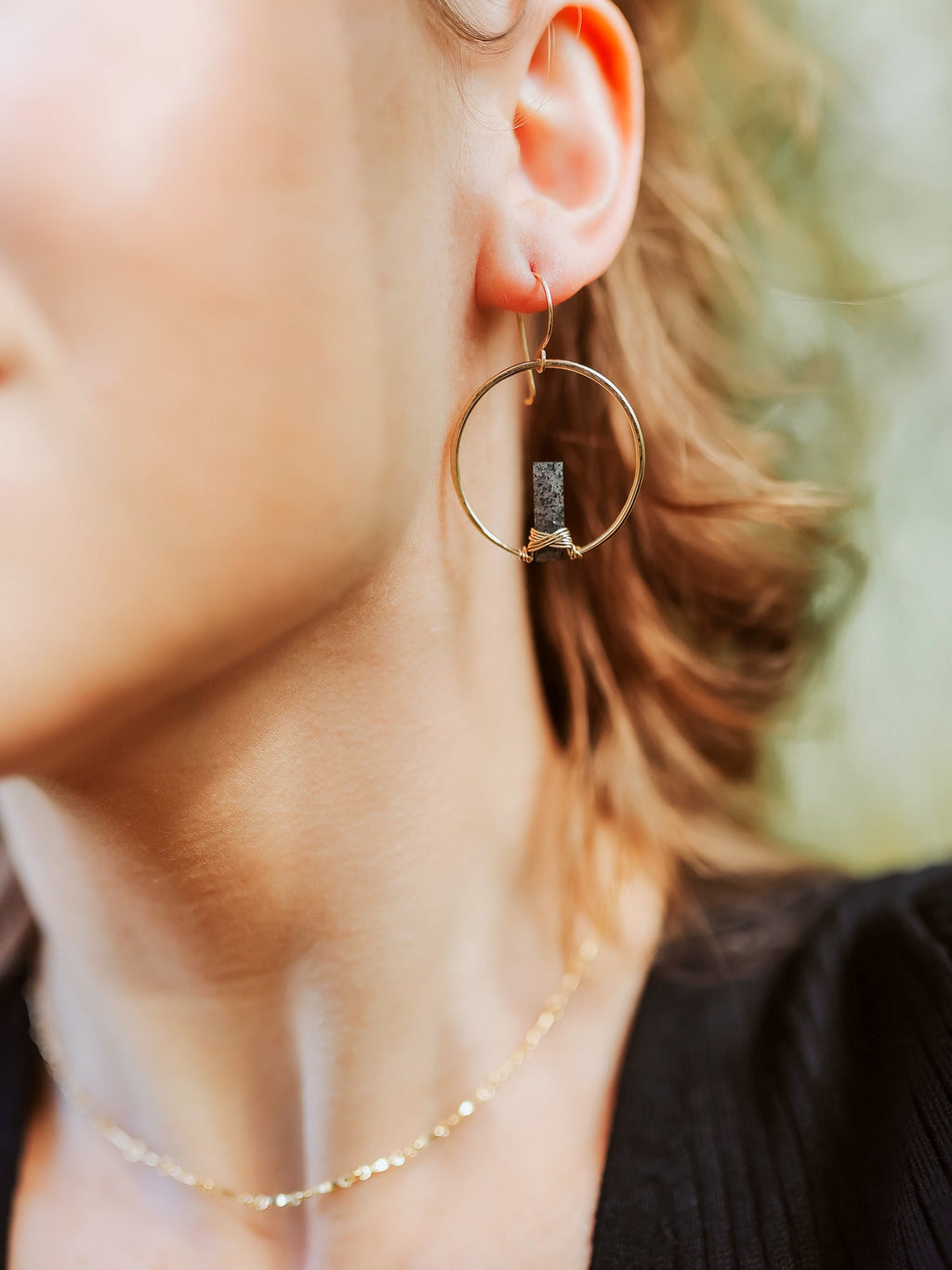 Saressa Designs Sunrise Earrings - Black Sunstone