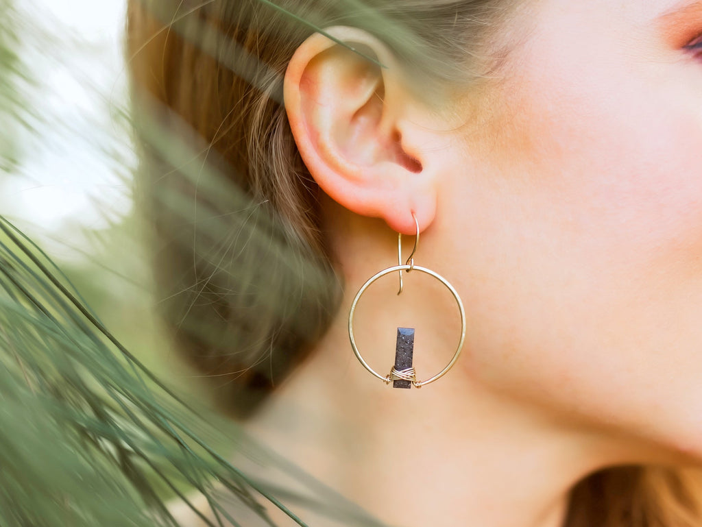 Saressa Designs Sunrise Earrings - Black Sunstone