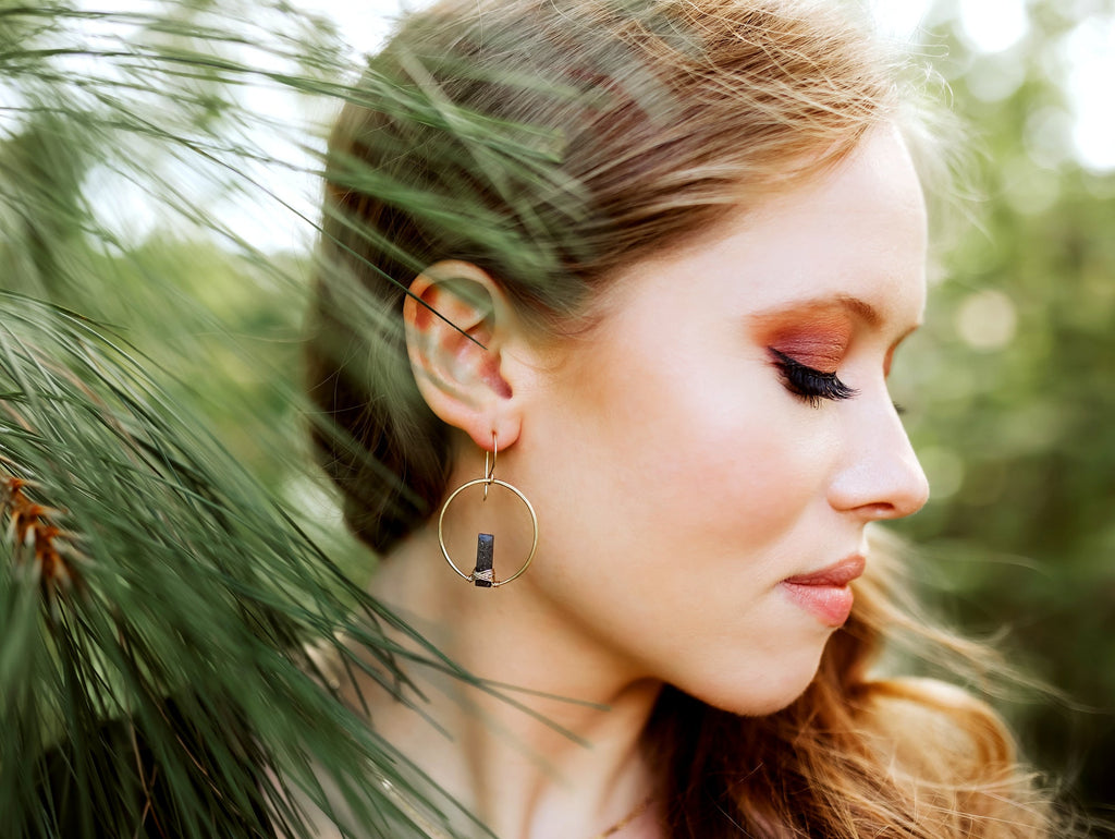 Saressa Designs Sunrise Earrings - Black Sunstone