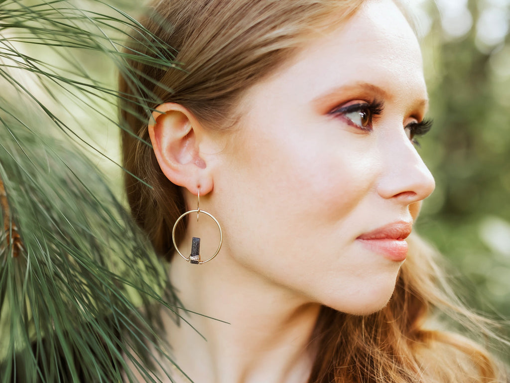 Saressa Designs Sunrise Earrings - Black Sunstone
