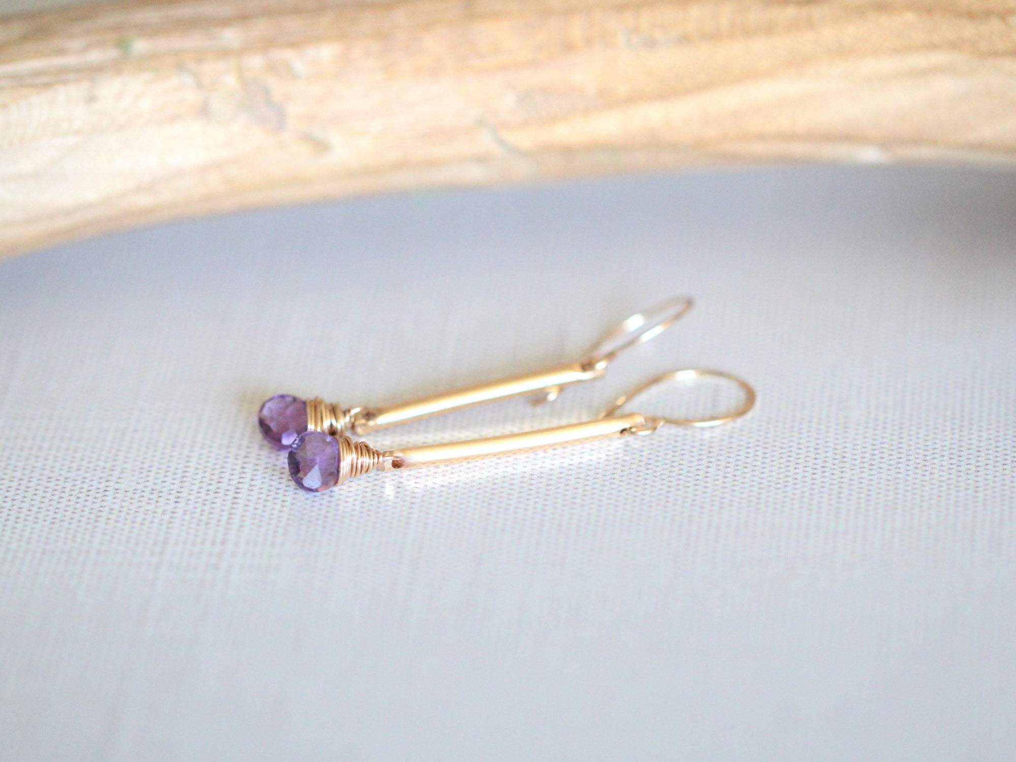 Saressa Designs Amethyst Bar Earrings