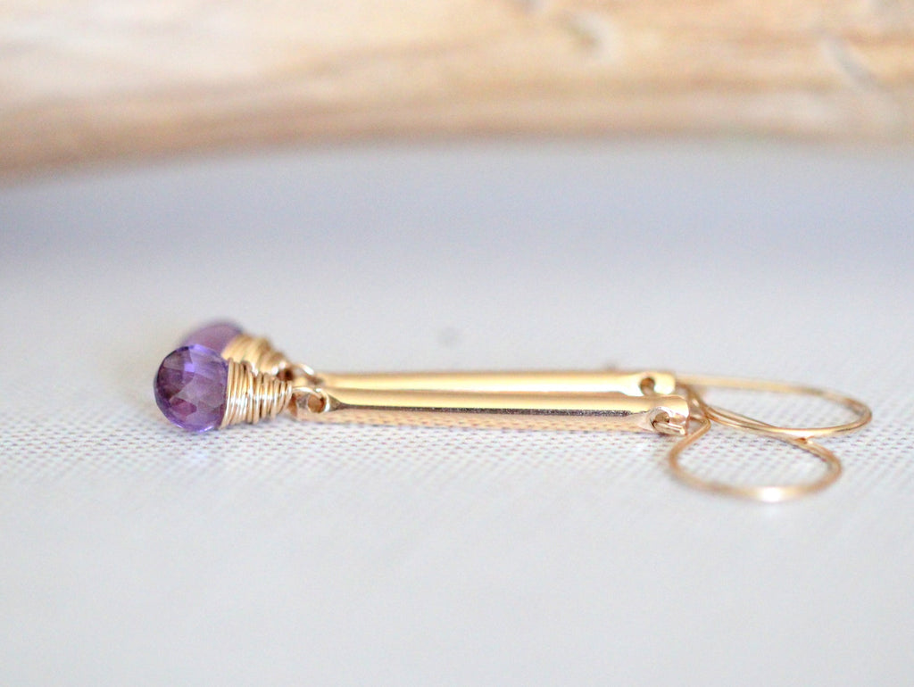 Saressa Designs Amethyst Bar Earrings