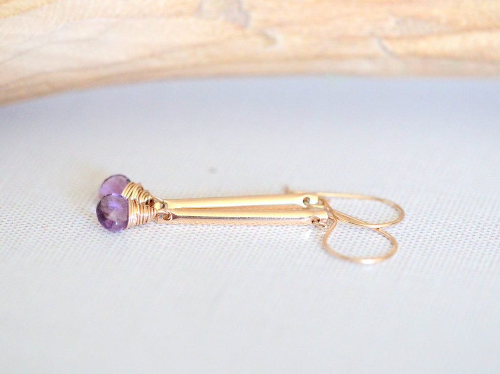 Saressa Designs Amethyst Bar Earrings