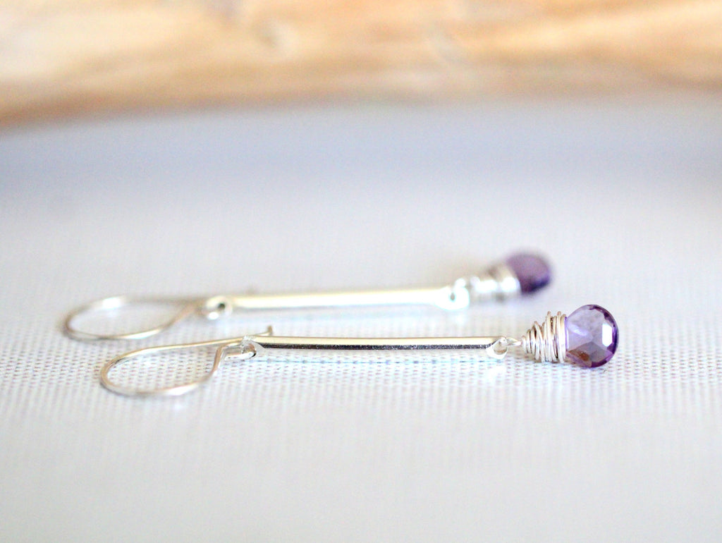 Saressa Designs Amethyst Bar Earrings