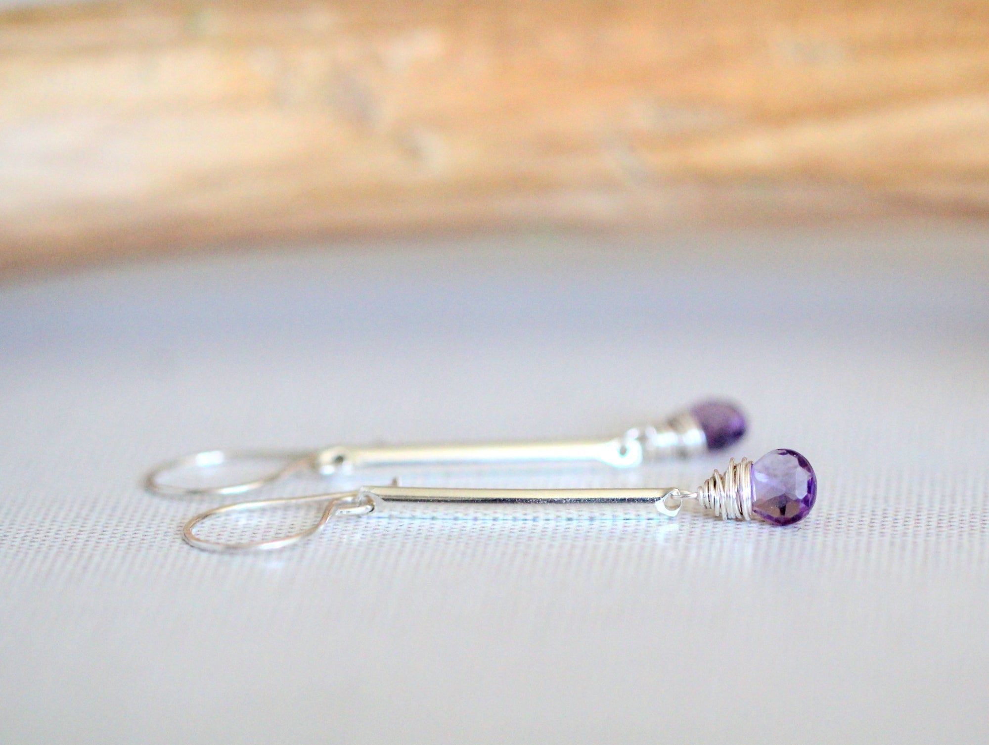 Saressa Designs Amethyst Bar Earrings