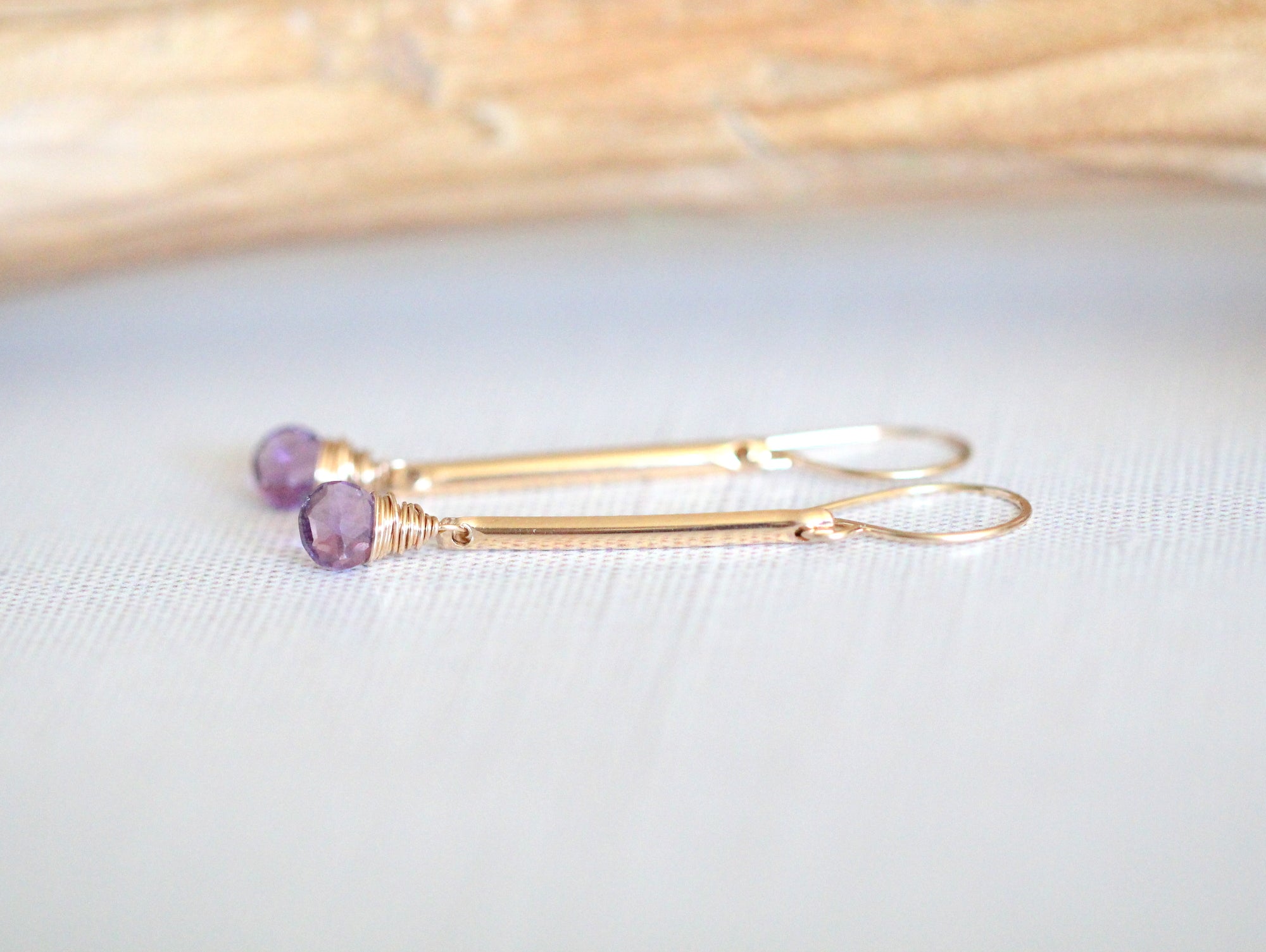 Saressa Designs Amethyst Bar Earrings