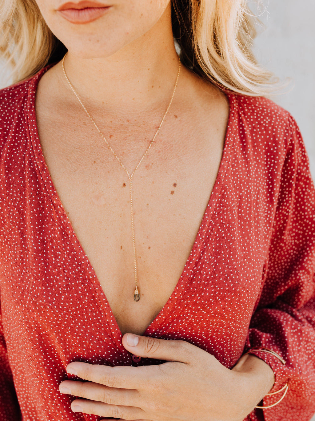 Moss Aquamarine Lariat Necklace