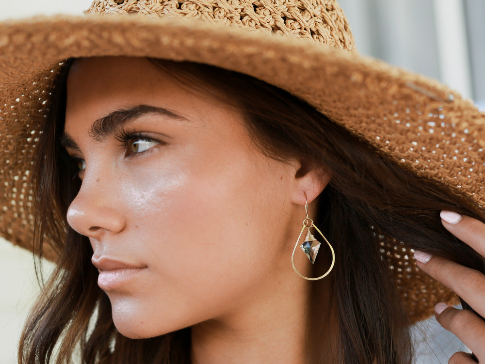 Saressa Designs Arrow Hoop Earrings -  Rosé Quartz