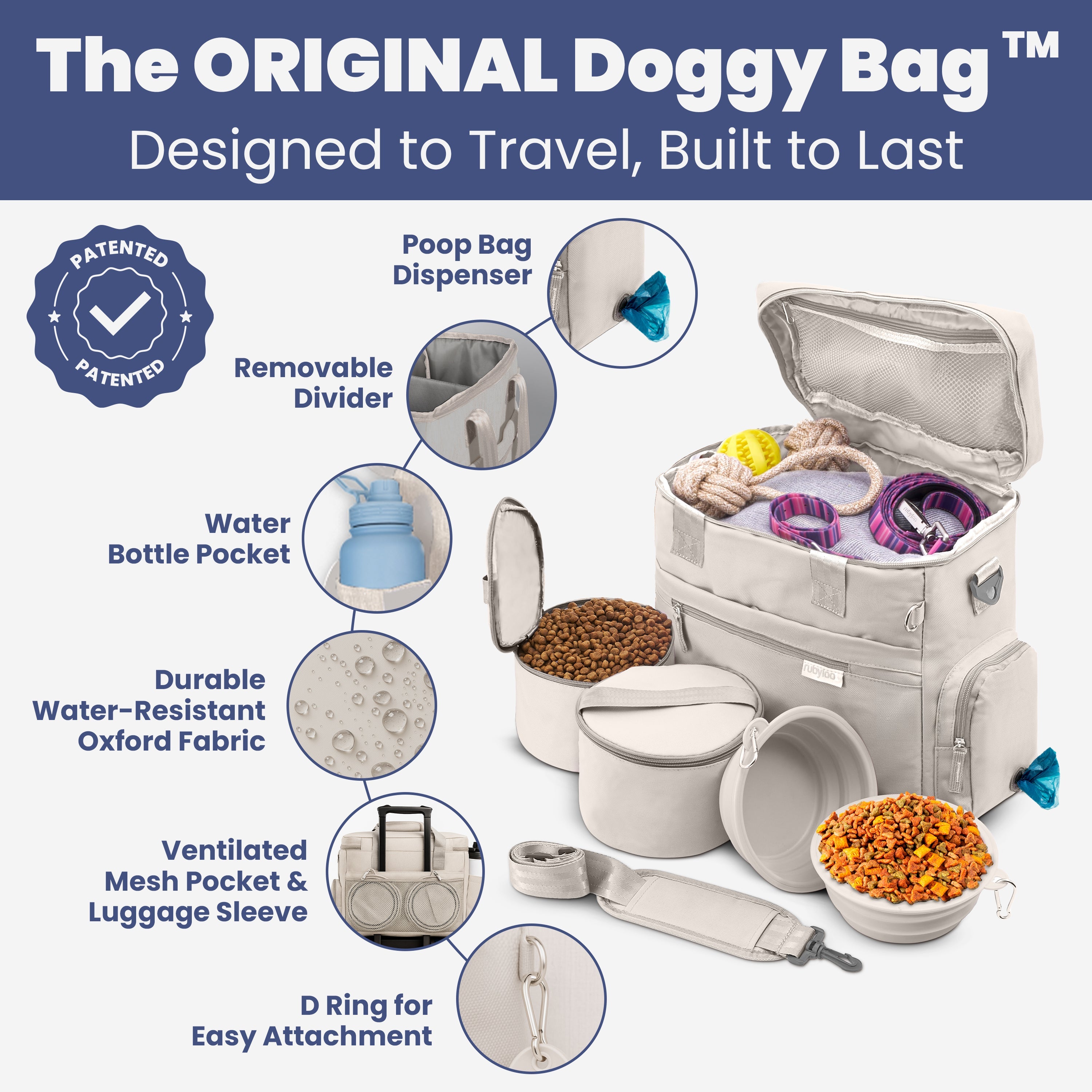 Rubyloo The Original Doggy Bag™ Dog Travel Bag for Supplies