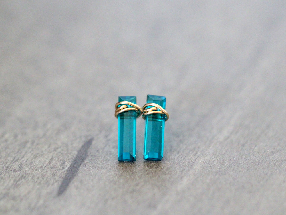 Teal Quartz Bar Studs