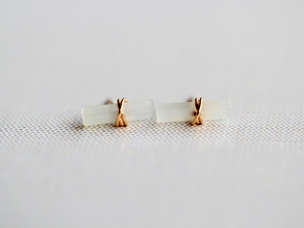 Saressa Designs Birch Studs - Moonstone