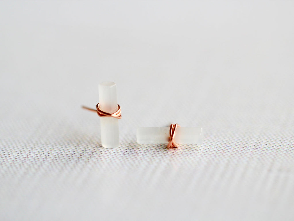 Saressa Designs Birch Studs - Moonstone