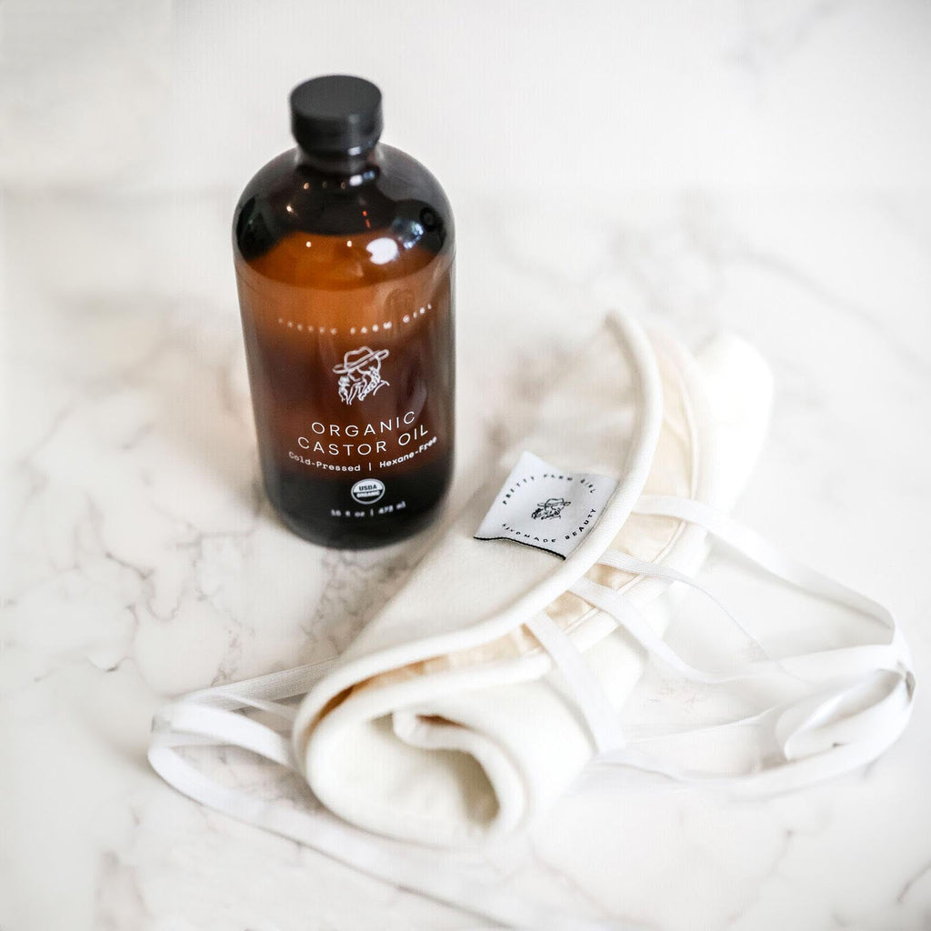 Pretty Farm Girl Organic Pure Castor Oil + Cloth Pack Bundle