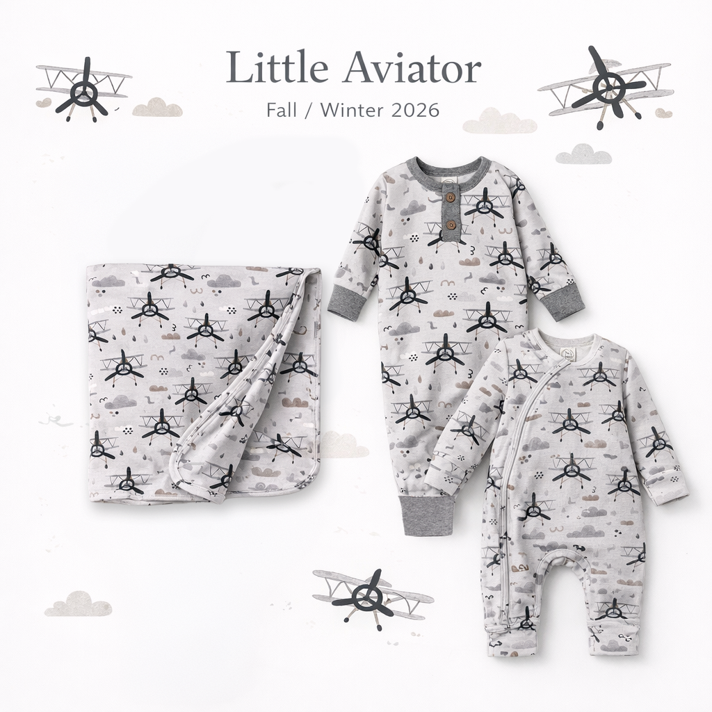 Airplane Baby Bodysuit - Bamboo Cotton Long Sleeve