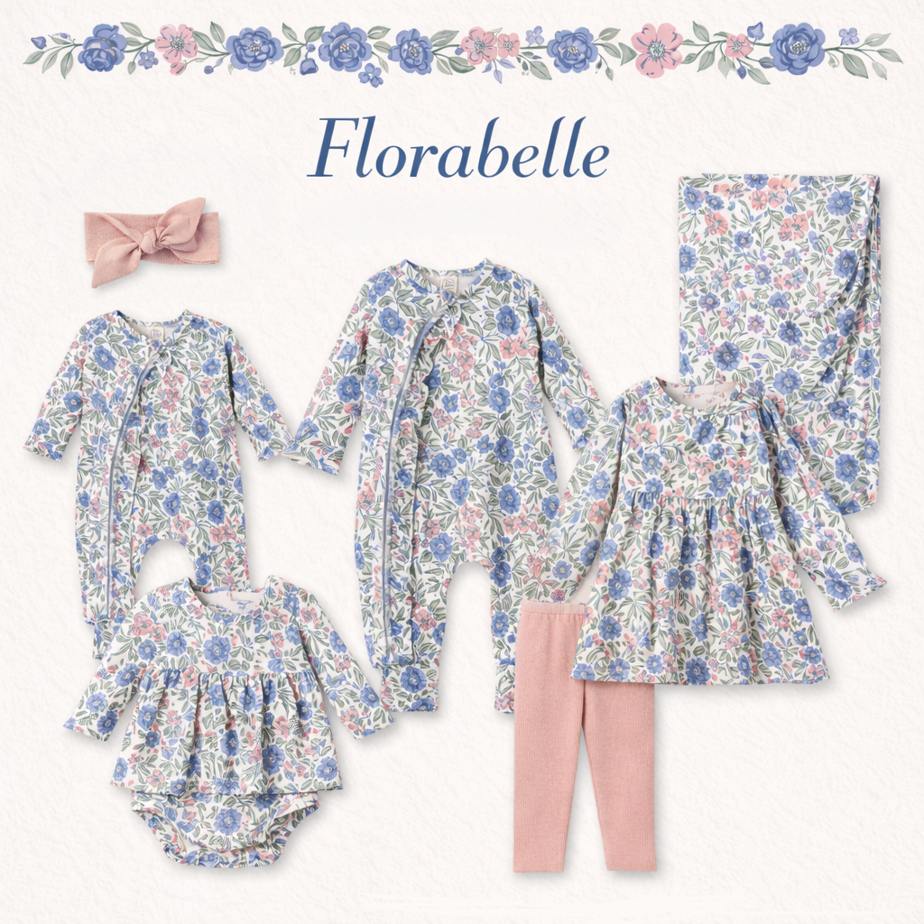 Vintage Floral Baby Girl Outfit - Bamboo & Cotton