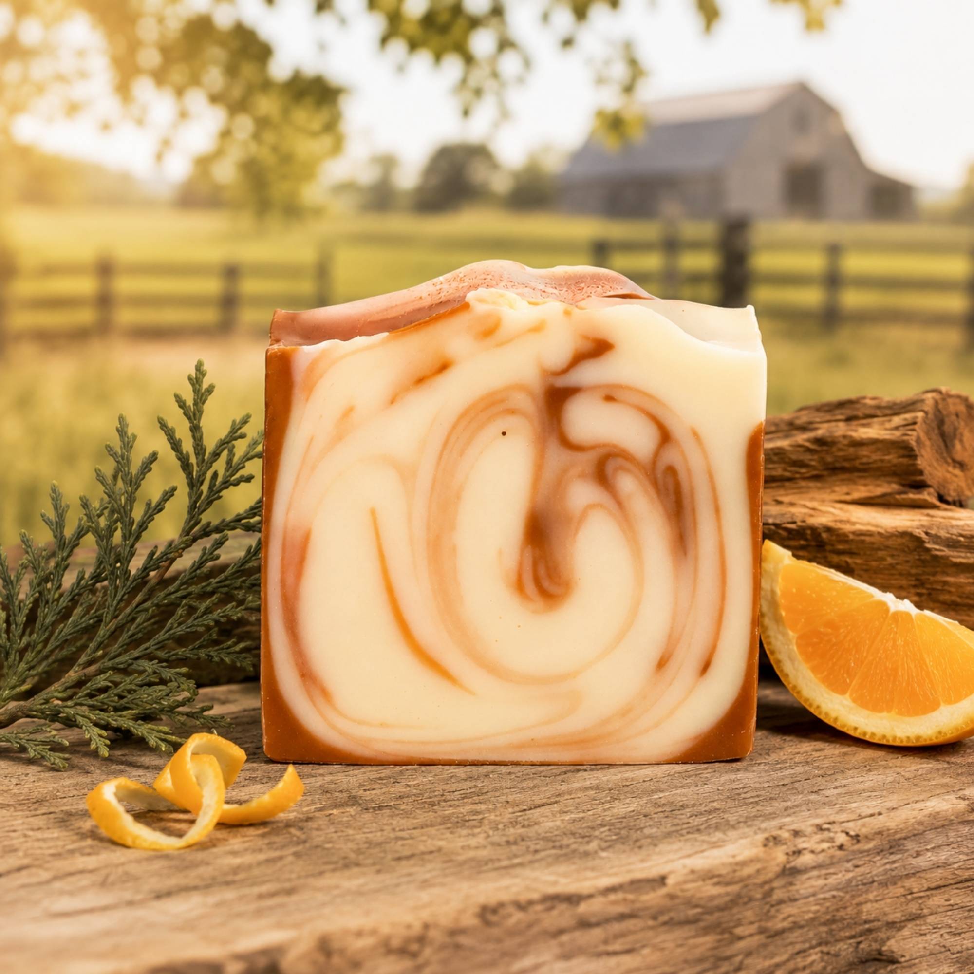 Pretty Farm Girl Citrus Cedarwood Handmade Tallow and Goat Milk Soap Bar