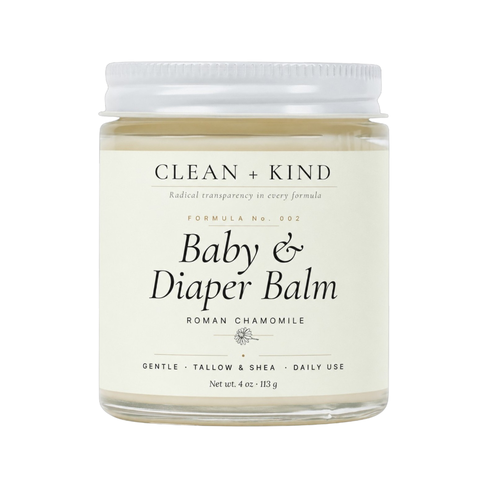 Clean + Kind Baby & Diaper Balm — Grass-Fed Tallow, Shea & Roman Chamomile, 4 oz
