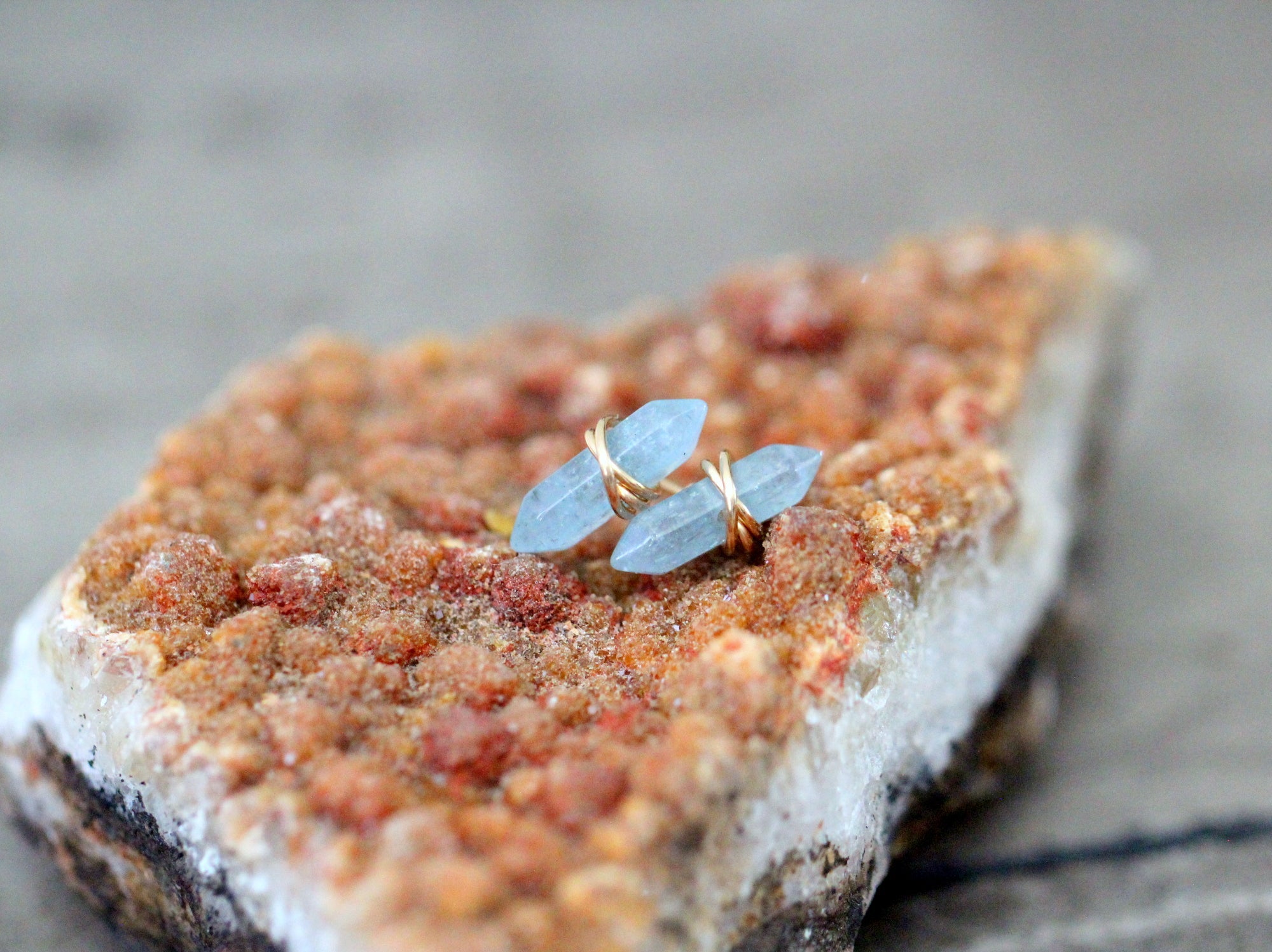 Crest Studs - Aquamarine