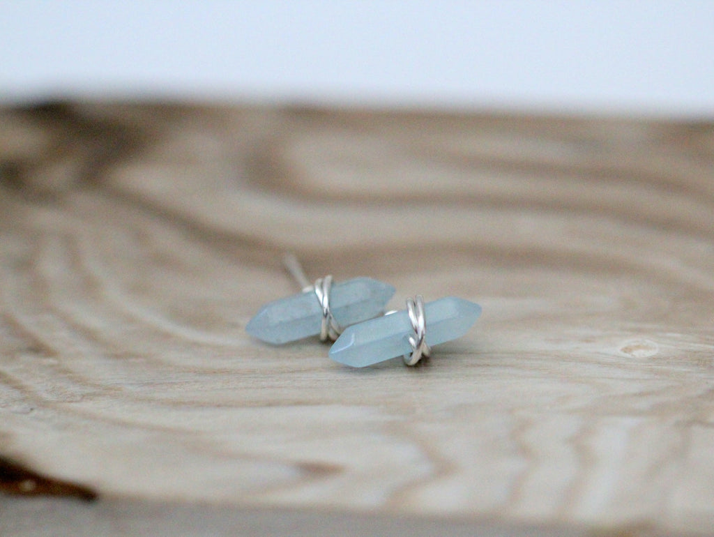 Crest Studs - Aquamarine