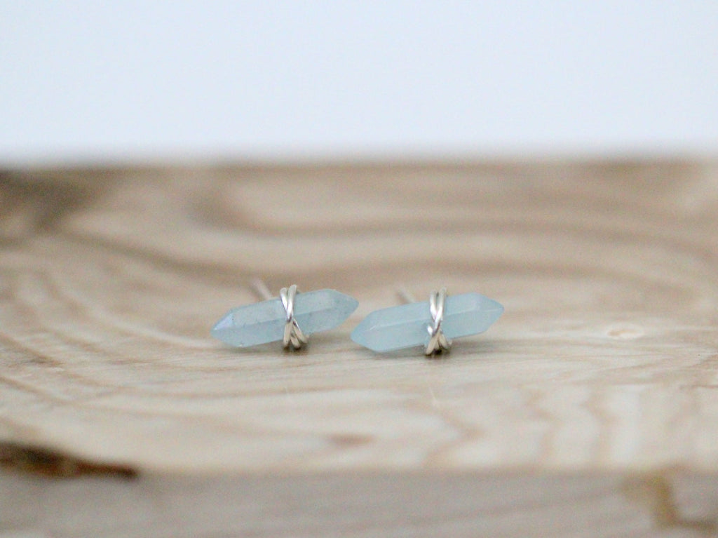 Crest Studs - Aquamarine