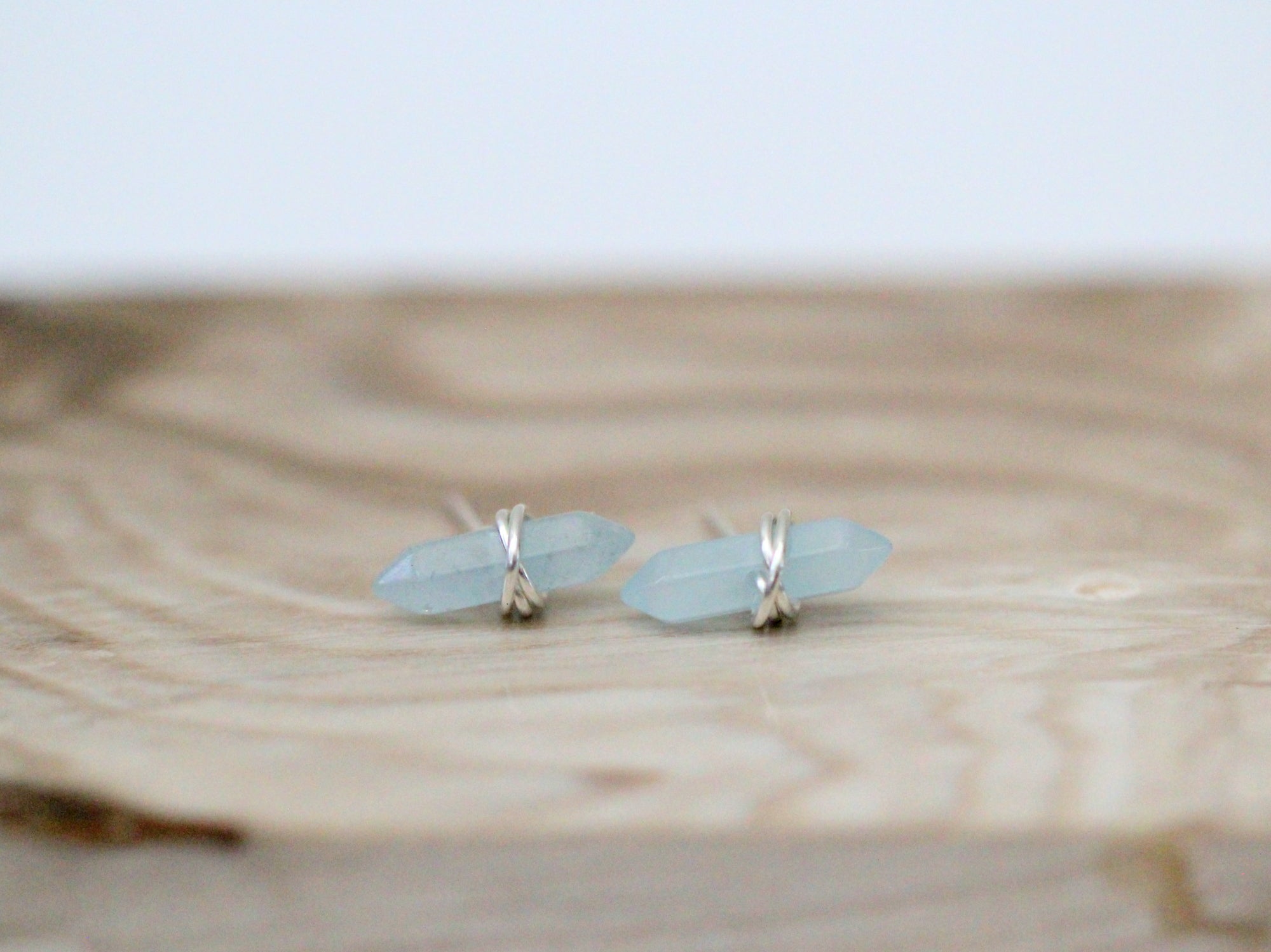 Crest Studs - Aquamarine