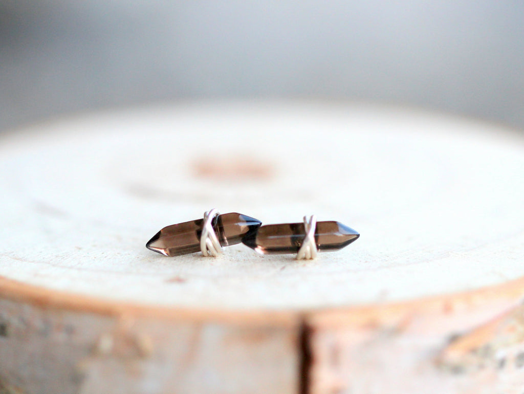 Crest Studs - Smoky Quartz
