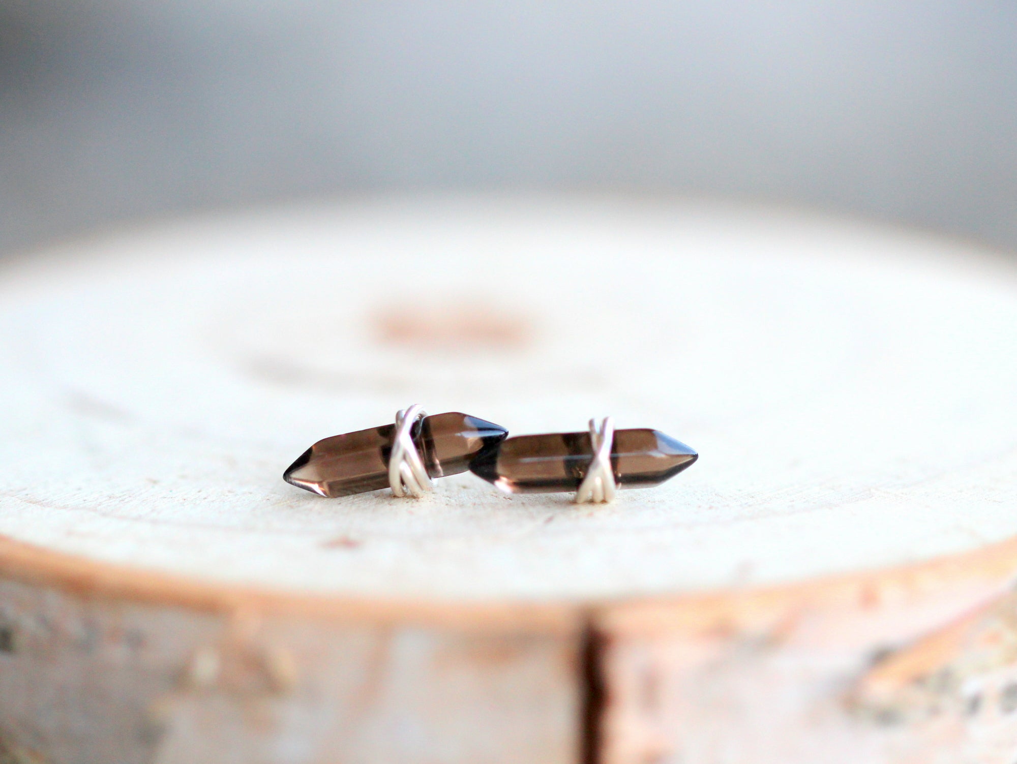 Crest Studs - Smoky Quartz
