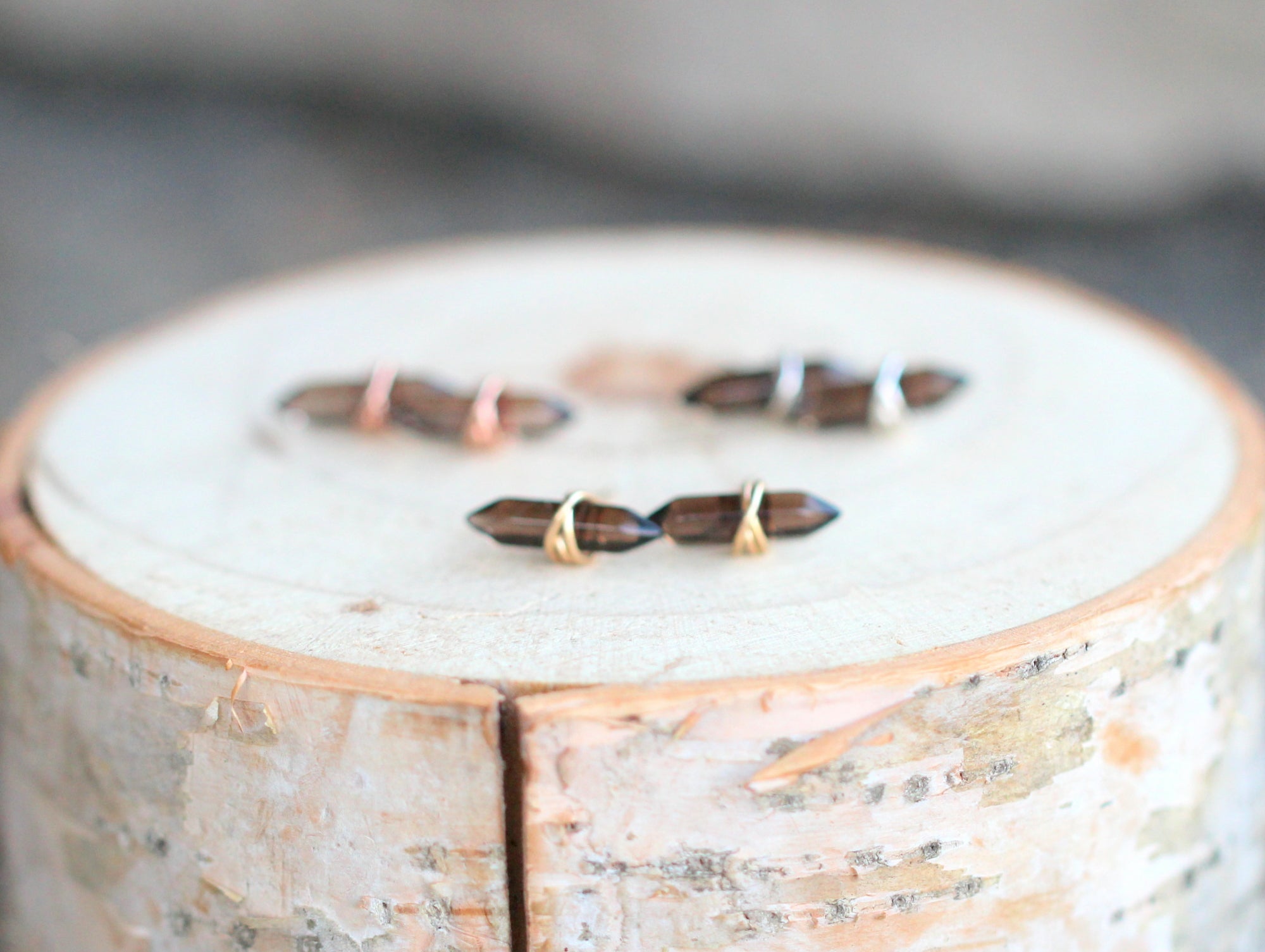 Crest Studs - Smoky Quartz