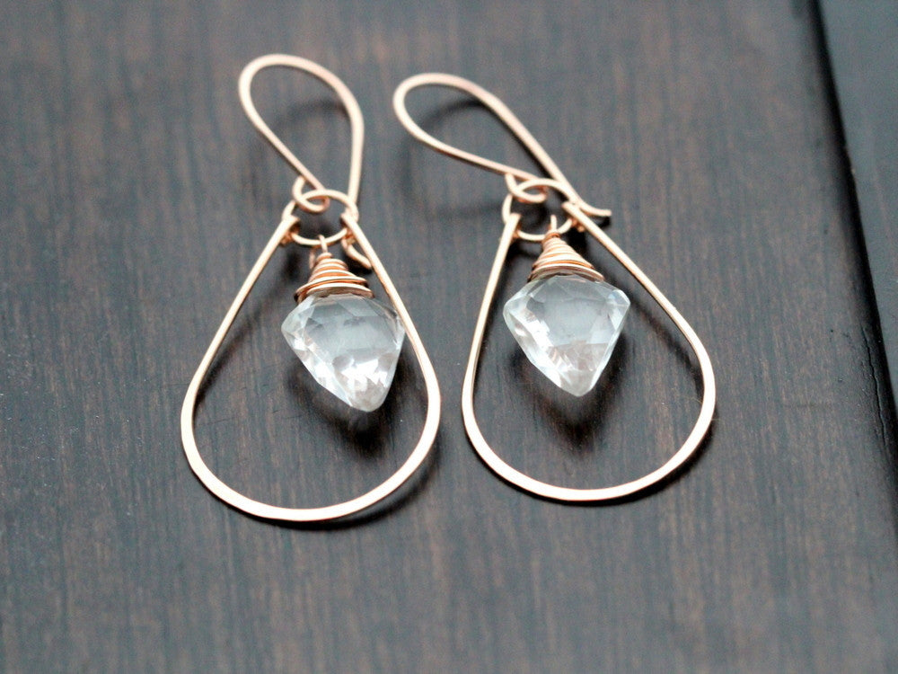 Arrow Hoop Earrings - Crystal Quartz  ( As Seen On Jane the Virgin )