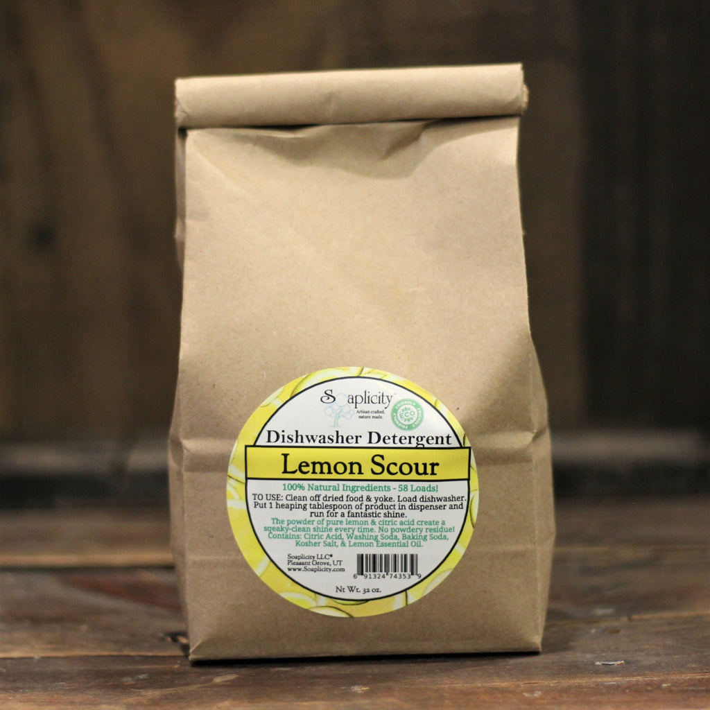 Soaplicity Lemon Scour Dishwasher Detergent - 100% Natural & Effective, 58 Loads
