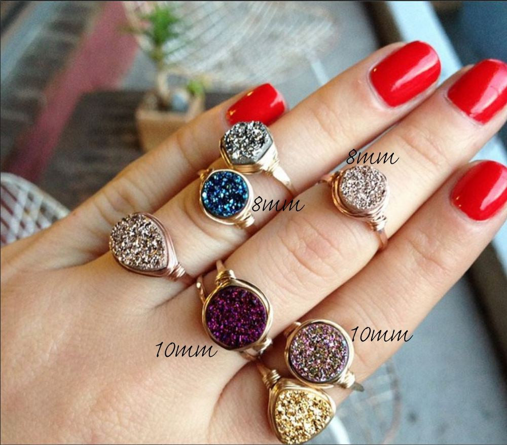Unicorn Round Druzy Ring - 8mm