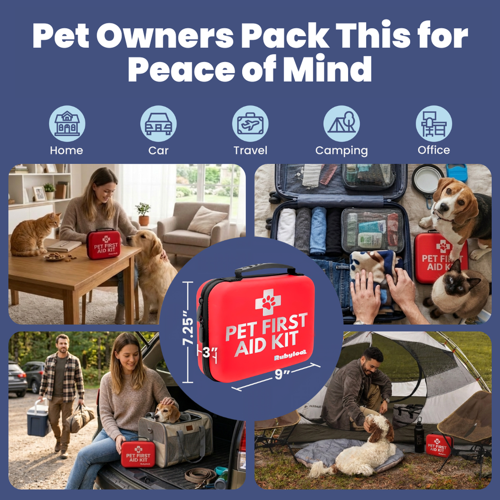 Rubyloo Pet First Aid Kit for Dogs & Cats with Vet-Approved Essentials