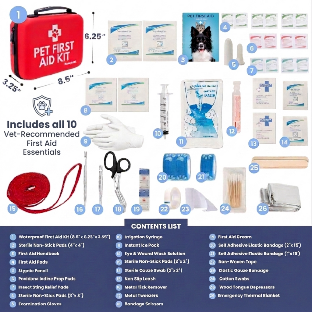 Rubyloo Pet First Aid Kit for Dogs & Cats with Vet-Approved Essentials