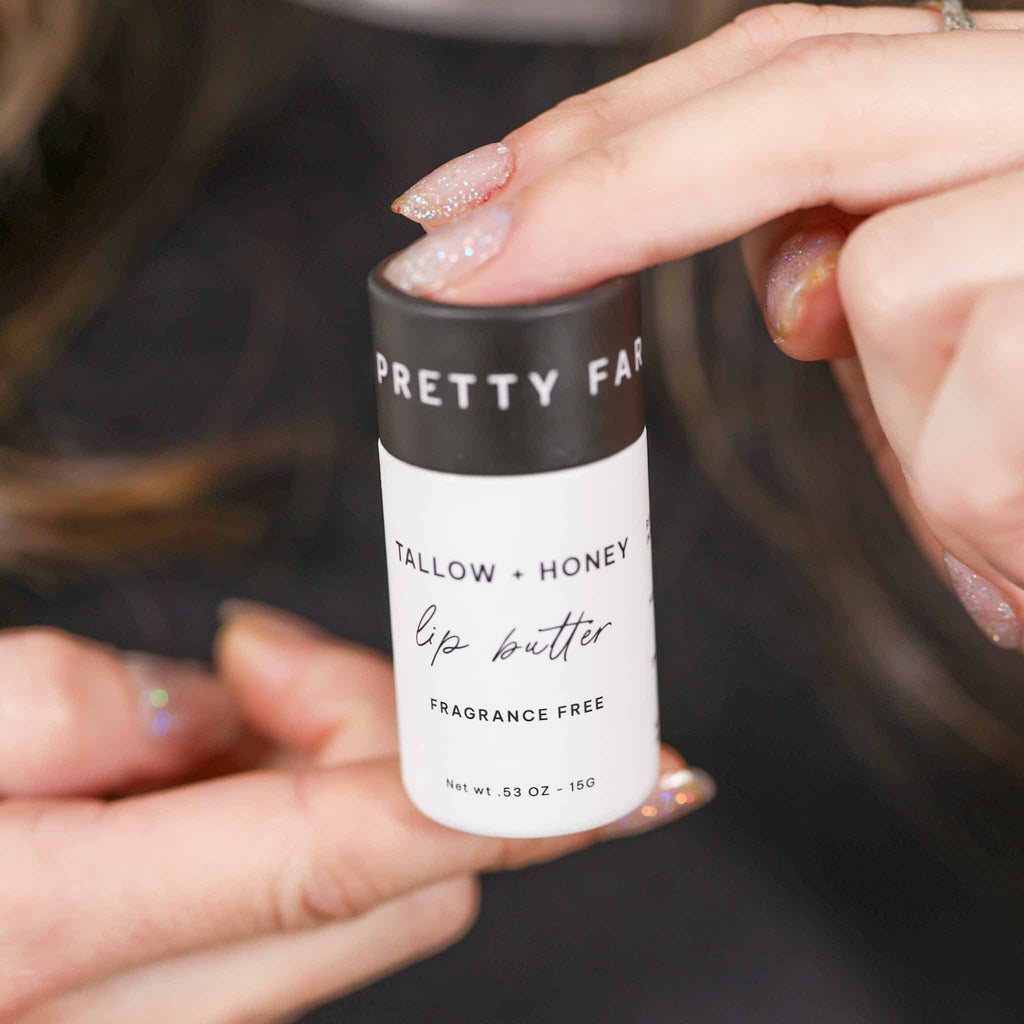 Pretty Farm Girl Fragrance Free Tallow + Honey Lip Butter | Eco-Friendly Travel Tube