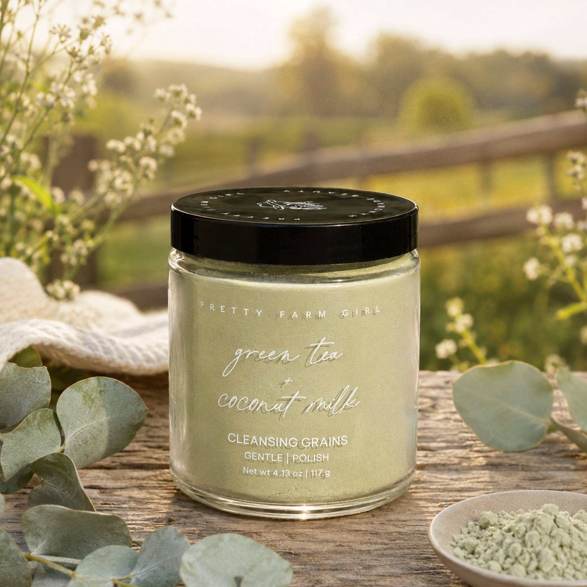 Pretty Farm Girl Green Tea + Coconut Milk Facial Cleansing Grains