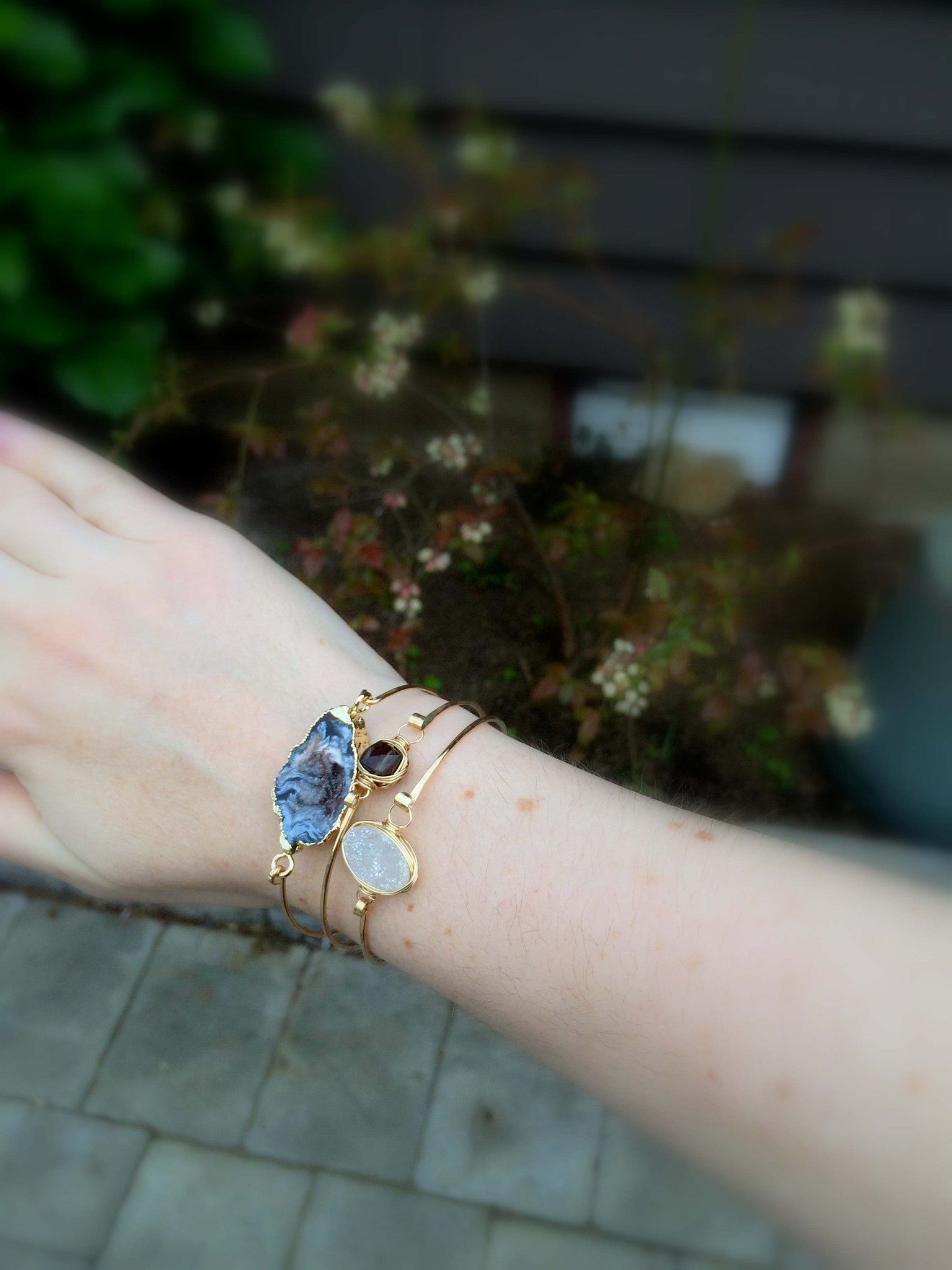 Smoky Quartz  Bezel Wrapped Bangle