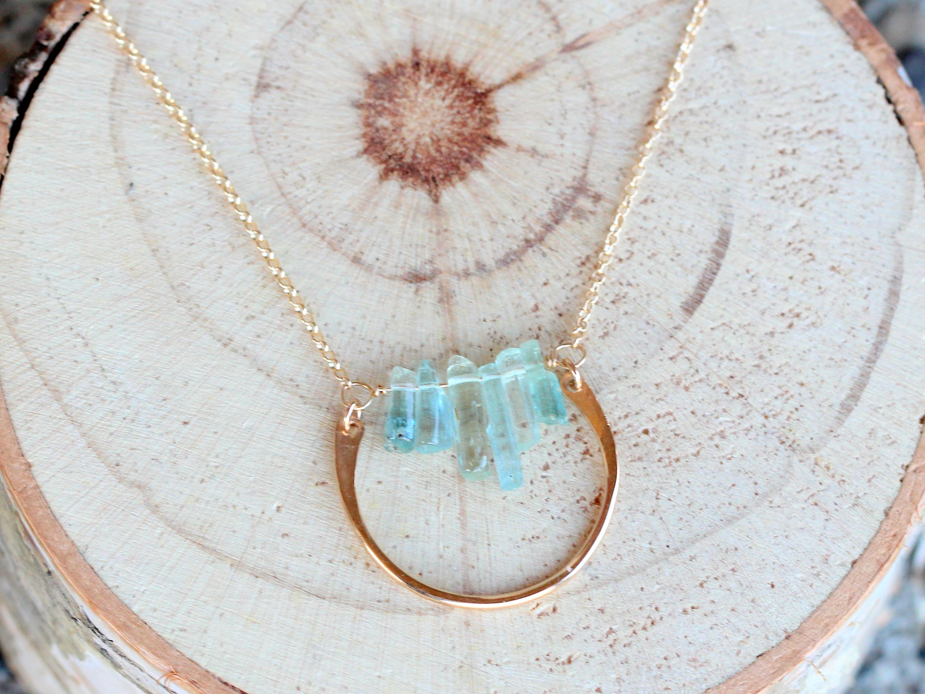 Bar Graph Necklace - Aquamarine